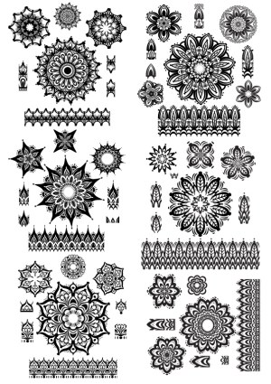 Collection of Black and White Mandala and Ornamental Floral Vector Designs Free Vector