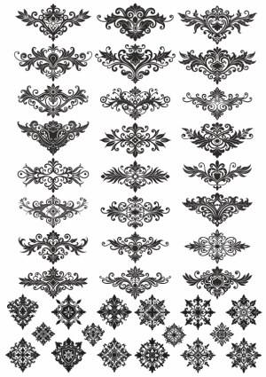 Set of Decorative Vintage Ornamental Floral Vector Elements Free Vector