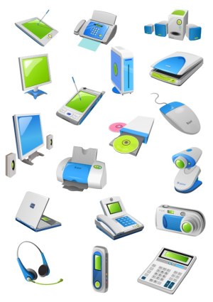 Vector Illustrations of Various Electronic Devices and Gadgets Free Vector