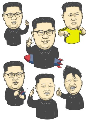 Set of Six Caricatures of a Man with Various Expressions and Gestures Free Vector