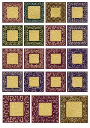 Set of 20 Vintage Ornate Square Decorative Frames Free Vector