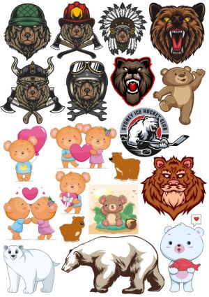 Collection of Bear Illustrations and Mascots in Various Styles Free Vector