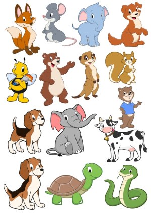Collection of Cute Cartoon Wild and Farm Animals Vector Free Vector