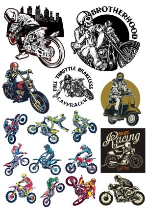 Vintage and Modern Motorcycle Rider Vector Illustrations Free Vector