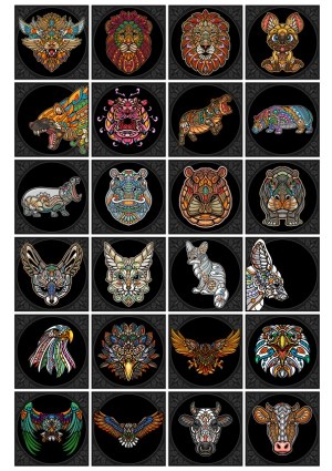 Colorful Decorative Animal Head Vector Icons Set Free Vector