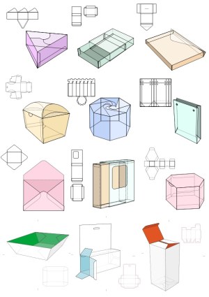 Various Transparent Packaging and Box Die Cut Templates Free Vector