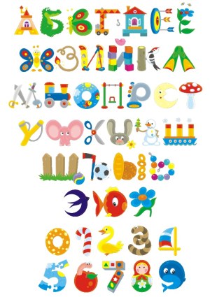 Colorful Alphabet and Numbers with Fun Animal and Object Illustrations Free Vector