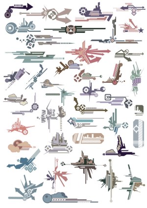 Abstract Geometric Arrows and Mechanical Shapes Vector Set Free Vector