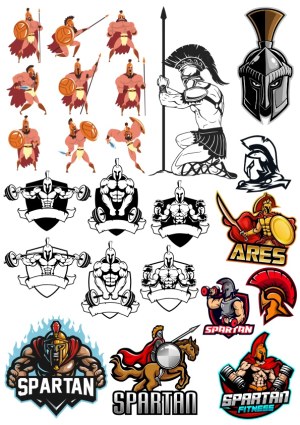 Spartan and Ares Warrior Vector Illustrations and Fitness Logos Free Vector