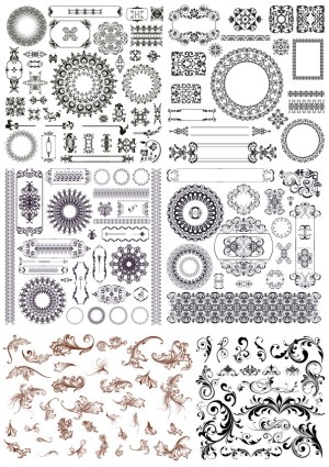 Decorative Vintage Ornaments and Flourish Vector Collection Free Vector