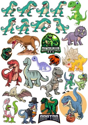 Collection of Colorful Cartoon Dinosaur Vectors with Various Poses and Styles Free Vector