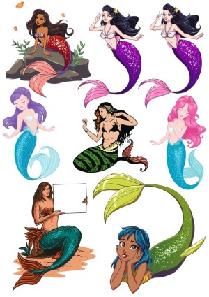 Colorful Cartoon Mermaid Illustrations Collection Free Vector