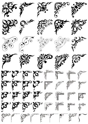 Decorative Ornamental Corner Flourishes Collection Free Vector