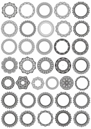 Collection of 40 Ornamental Round Decorative Frames and Borders Free Vector