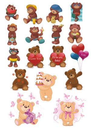 Cute Teddy Bear Collection with Seasonal and Romantic Themes Free Vector