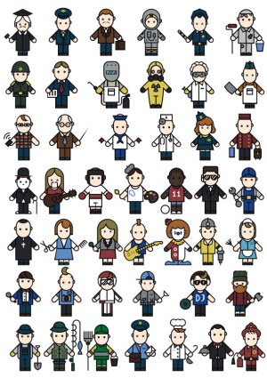 Vector Collection of Diverse Professions and Characters Free Vector