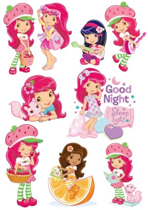 Cute Strawberry-Themed Cartoon Girls Vector Set Free Vector