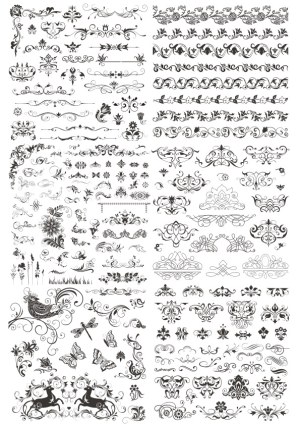 Collection of Ornate Floral and Nature Decorative Vector Elements Free Vector