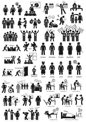 Business and Religion Conceptual Icons Vector Collection Free Vector