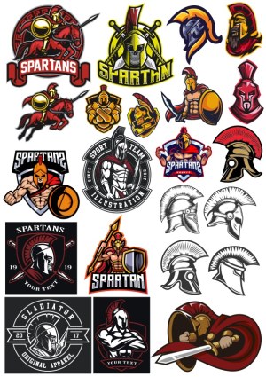 Spartan and Gladiator Warrior Vector Illustrations and Logos Free Vector