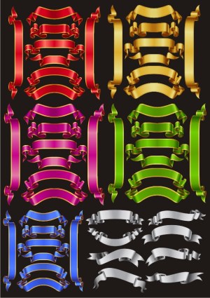Colorful Vintage Ribbon Banner Sets Free Vector