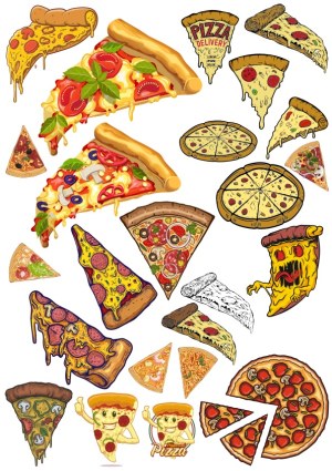 Variety of Pizza Slice Vector Illustrations Free Vector
