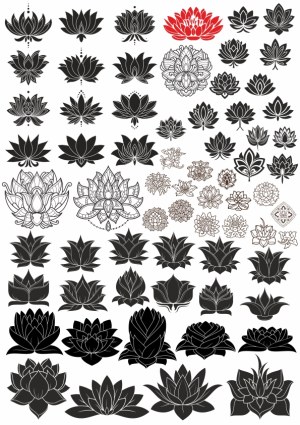Collection of Stylized Lotus Flower Vector Icons and Mandala Elements Free Vector