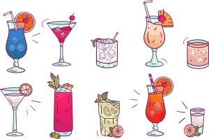 Colorful Hand-drawn Cocktail Drinks Vector Set Free Vector