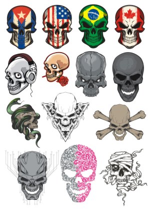 Collection of Skull Illustrations with Various Themes and Designs Free Vector