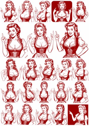 Vintage Style Oktoberfest Women Pointing Free Vector
