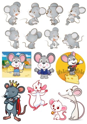 Collection of Cute Cartoon Mouse Characters in Various Poses and Costumes Free Vector