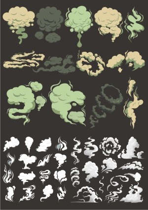 Various Stylized Smoke and Cloud Vector Elements Free Vector