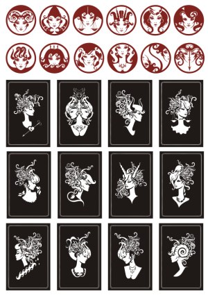Zodiac Signs with Abstract Female Portraits Vector Set Free Vector