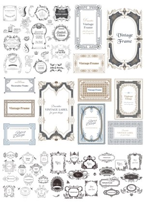 Vintage and Retro Decorative Frames and Labels Collection Free Vector