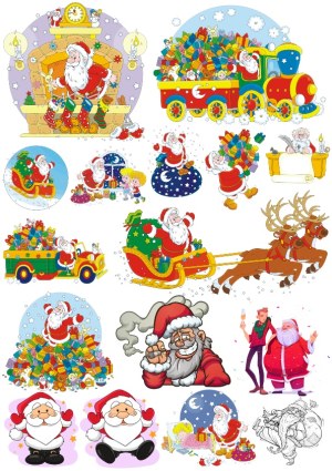 Colorful Santa Claus Christmas Vector Illustrations Collection Free Vector
