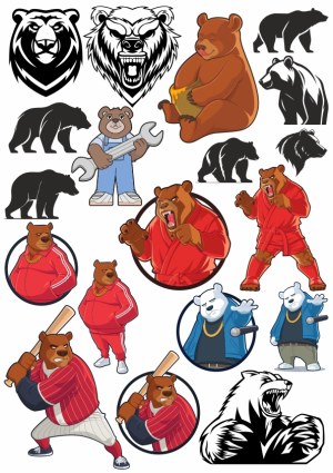 Collection of Bear Vector Illustrations and Mascots Free Vector