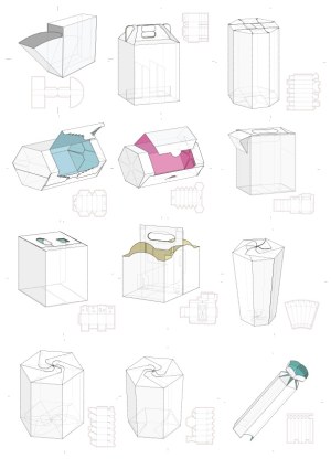 3D Wireframe Packaging Box Templates with Cut and Fold Lines Free Vector