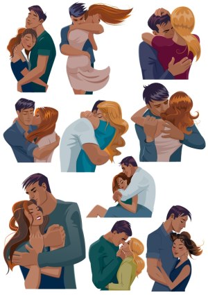 Romantic Couples Embracing Vector Set Free Vector