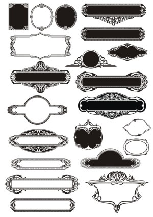 Set of Ornate Vintage Black And White Decorative Frames and Labels Free Vector