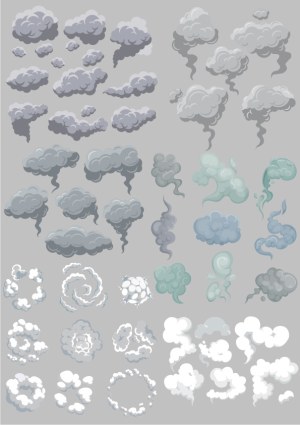 Variety of Cartoon Smoke and Cloud Vectors Free Vector