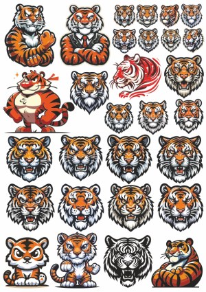 Tiger Head and Character Vector Collection Free Vector