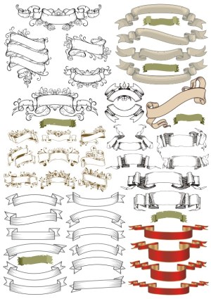 Vintage and Classic Decorative Ribbon Banners Collection Free Vector