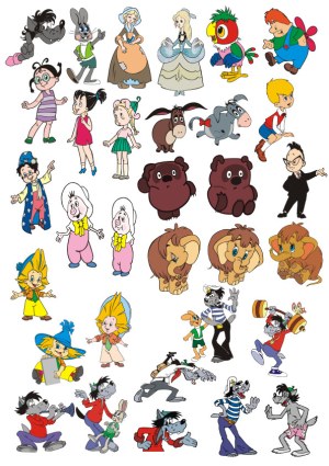 Collection of Various Cartoon Characters in Colorful Styles Free Vector