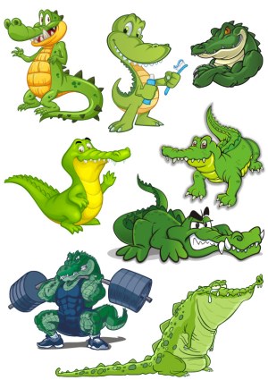 Cartoon Crocodile and Alligator Characters Collection Free Vector