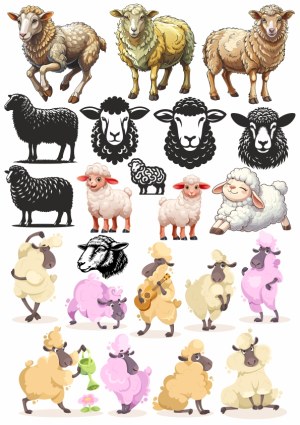 Collection of Sheep and Lamb Vector Illustrations in Various Styles Free Vector