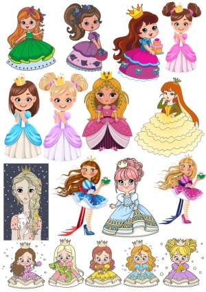 Cute Cartoon Princess Girls Collection Free Vector