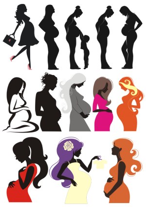 Elegant Silhouettes of Pregnant Women Vector Collection Free Vector