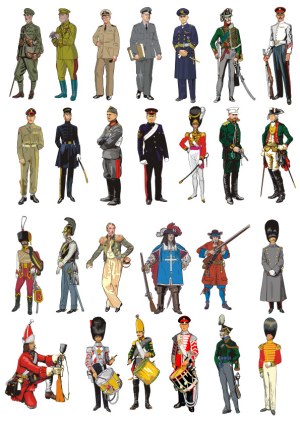 Collection of Military Uniforms Through History Vector Set Free Vector