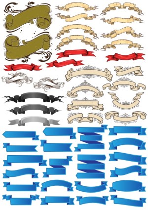 Set of Various Decorative Ribbon and Banner Vectors in Multiple Styles and Colors Free Vector