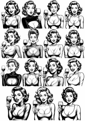 Vintage Style Women Holding Wine Glasses Vector Collection Free Vector